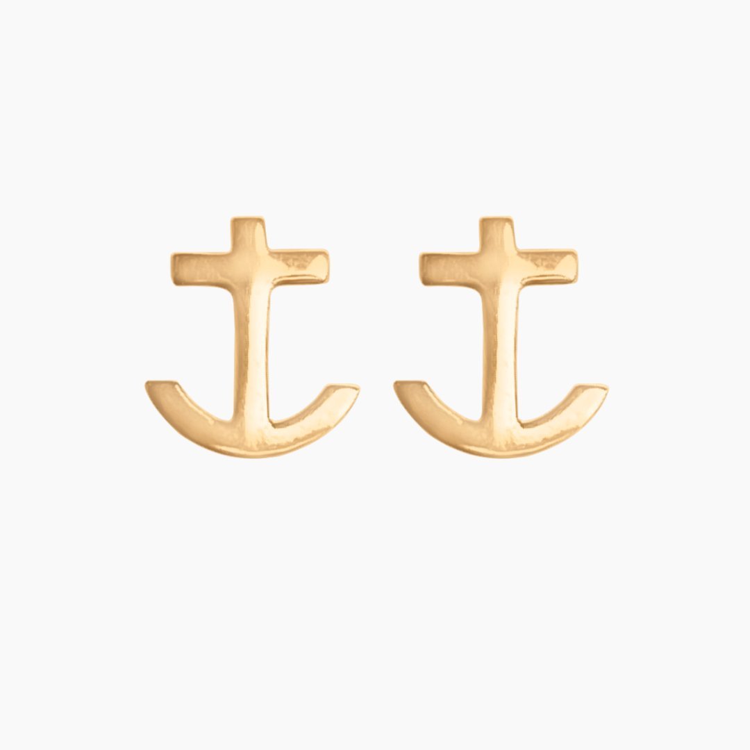 Anchor Earrings in 14k Gold - Mazi New York-jewelry