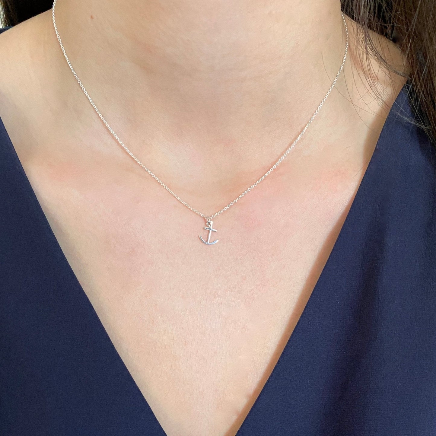 Anchor Charm Necklace | Sterling Silver | Mazi New York Fine Jewelry