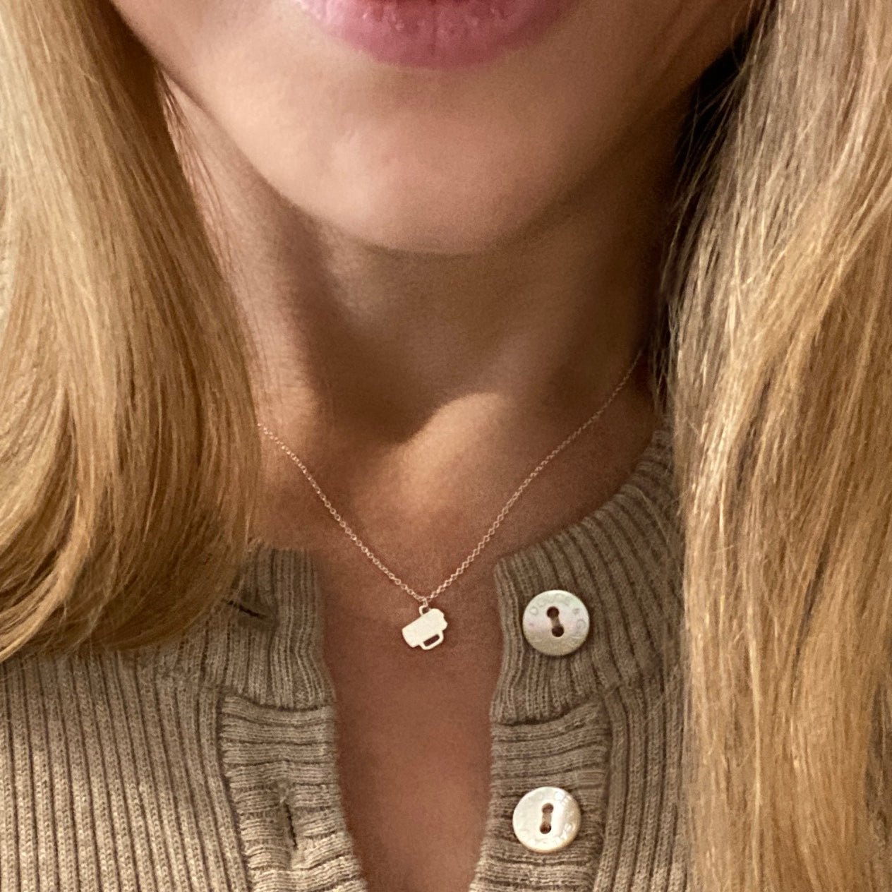 Beer Mug Necklace in Sterling Silver - Mazi New York-jewelry