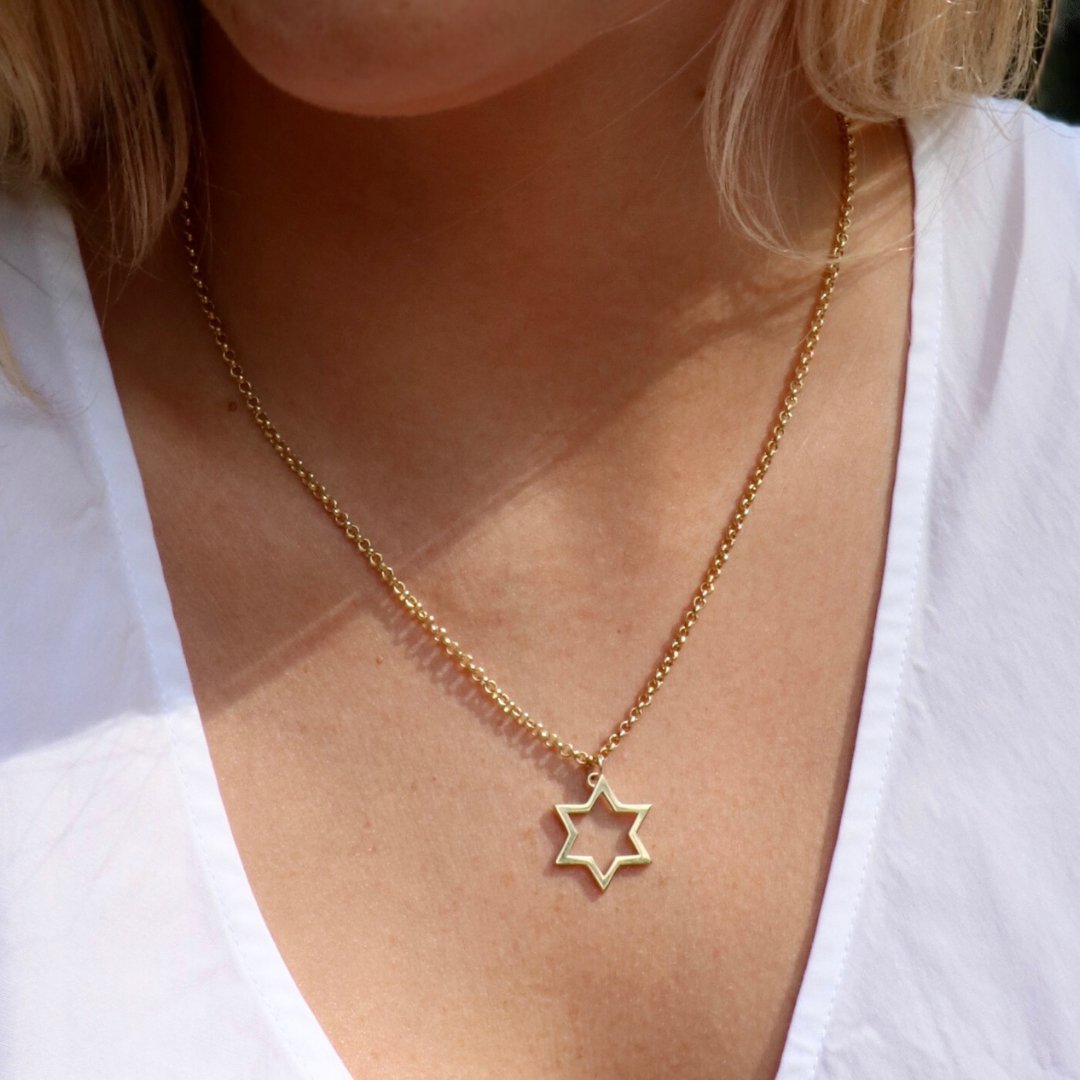 BIG Star of David Necklace in 14k Gold - Mazi New York Jewelry