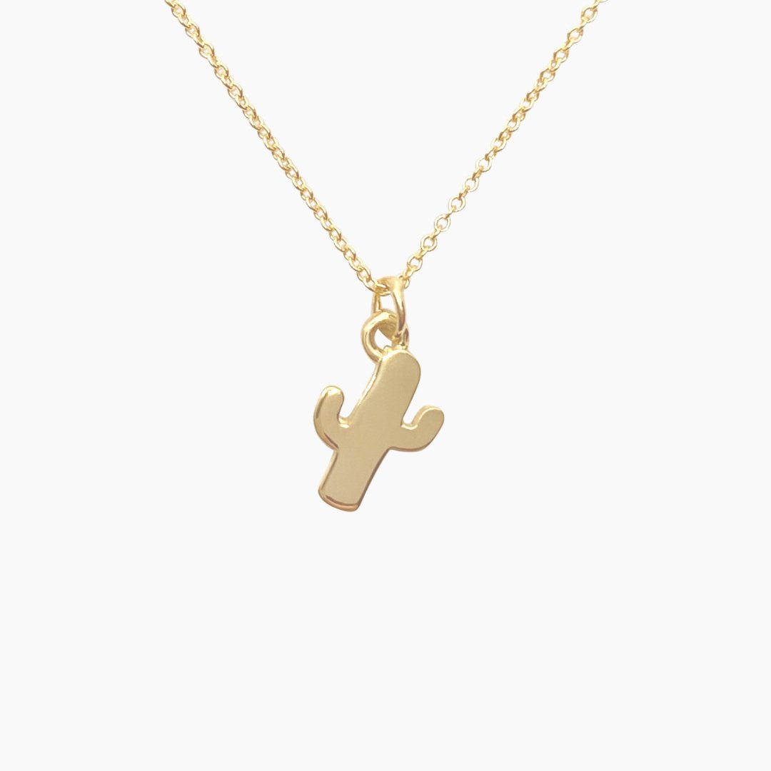 14k Gold Cactus Charm Necklace Mazi New York Jewelry