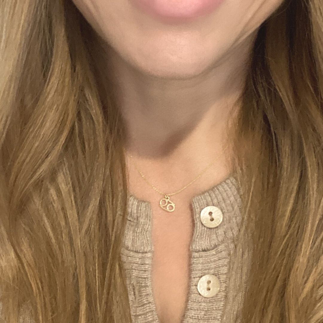 Cancer Sign Zodiac Necklace in 14k Gold - Mazi New York-jewelry