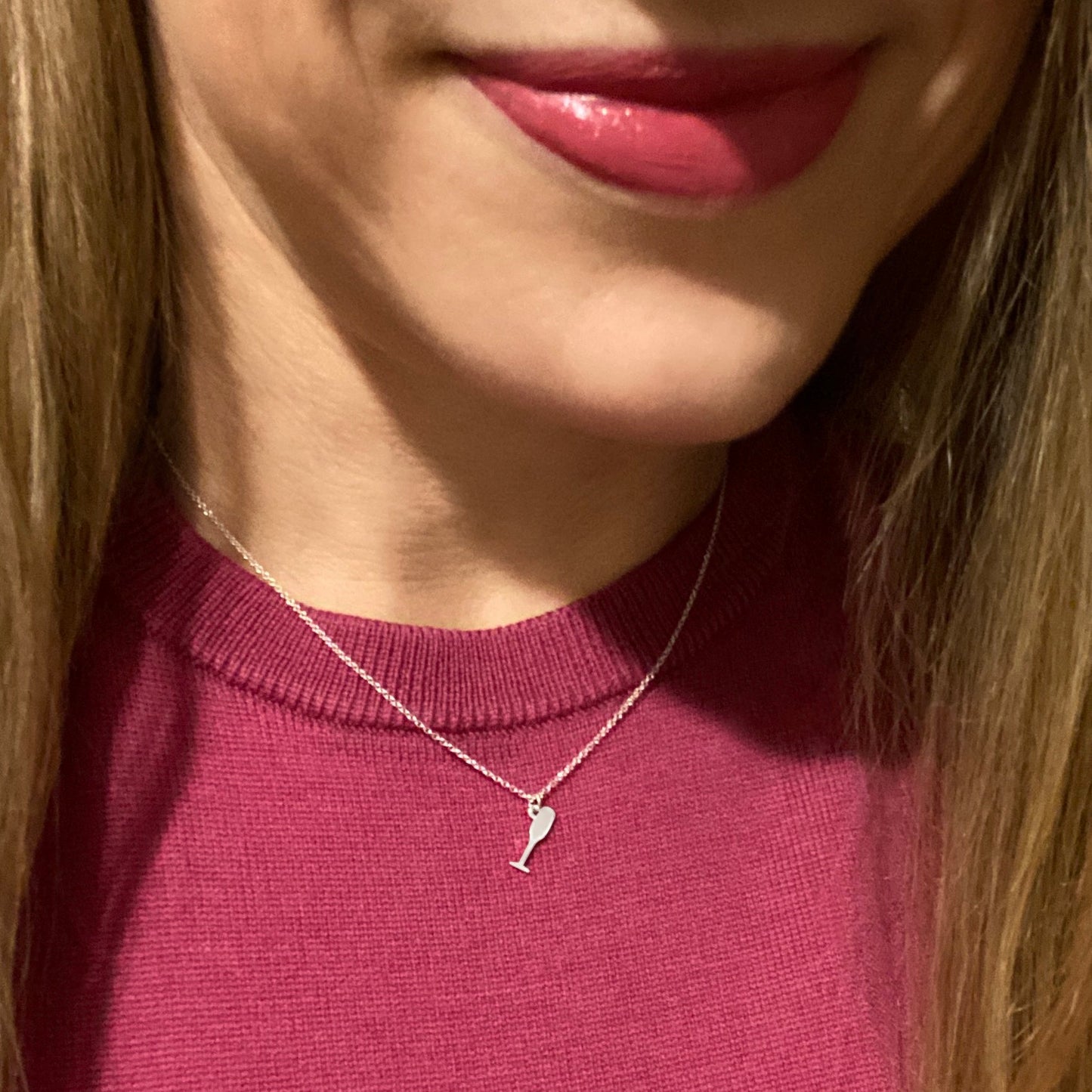 Champagne Flute Necklace in Sterling Silver - Mazi New York-jewelry