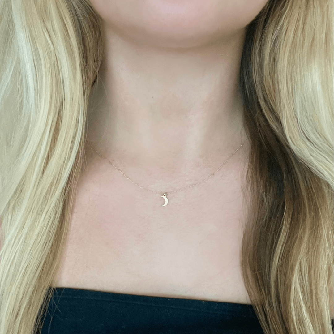 Crescent Moon Necklace in 14k Gold - Mazi New York - jewelry