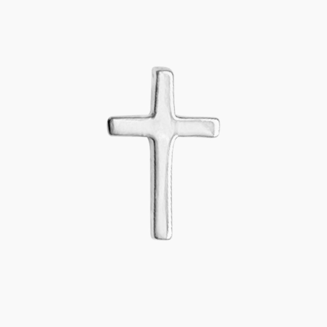 Cross Earring in Sterling Silver (single earring) - Mazi New York-jewelry