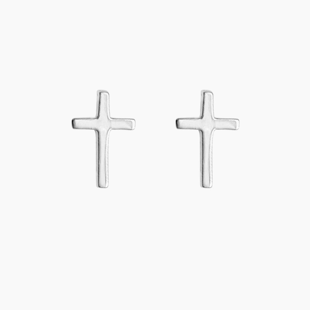 Cross Earrings in Sterling Silver - Mazi New York-jewelry