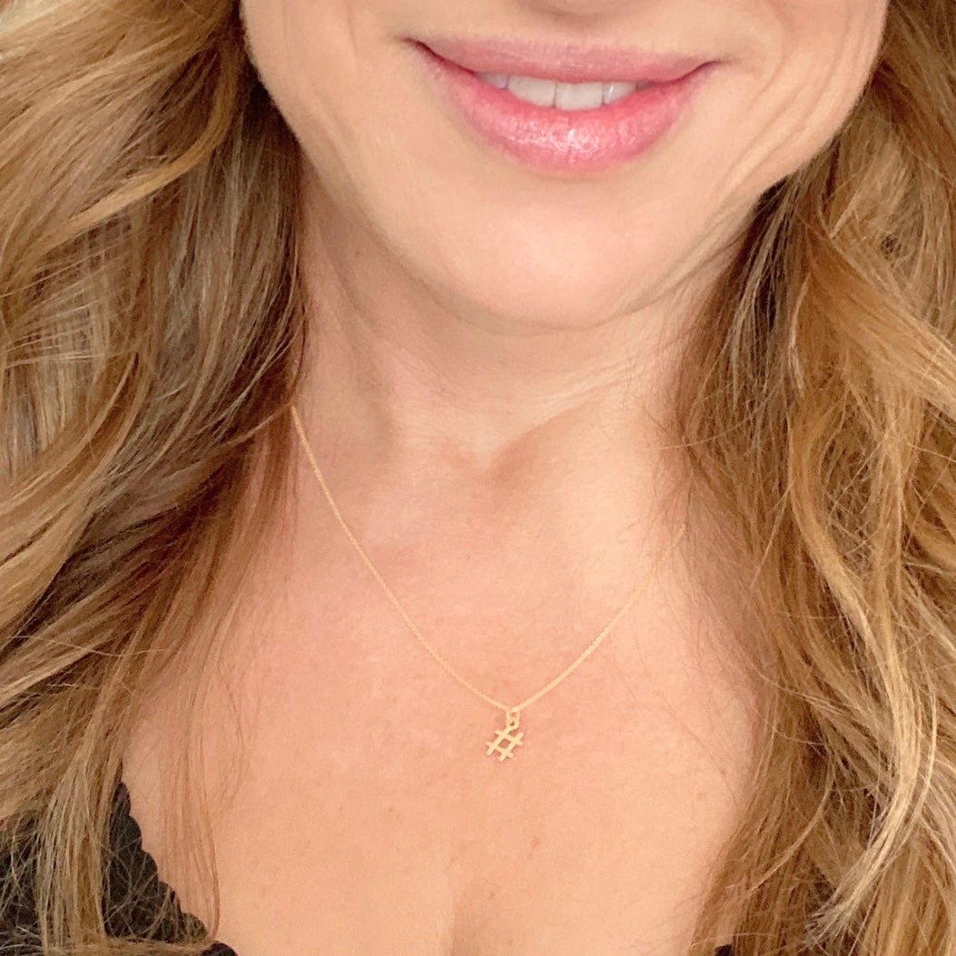 Hashtag Necklace in 14k Gold - Mazi New York-jewelry
