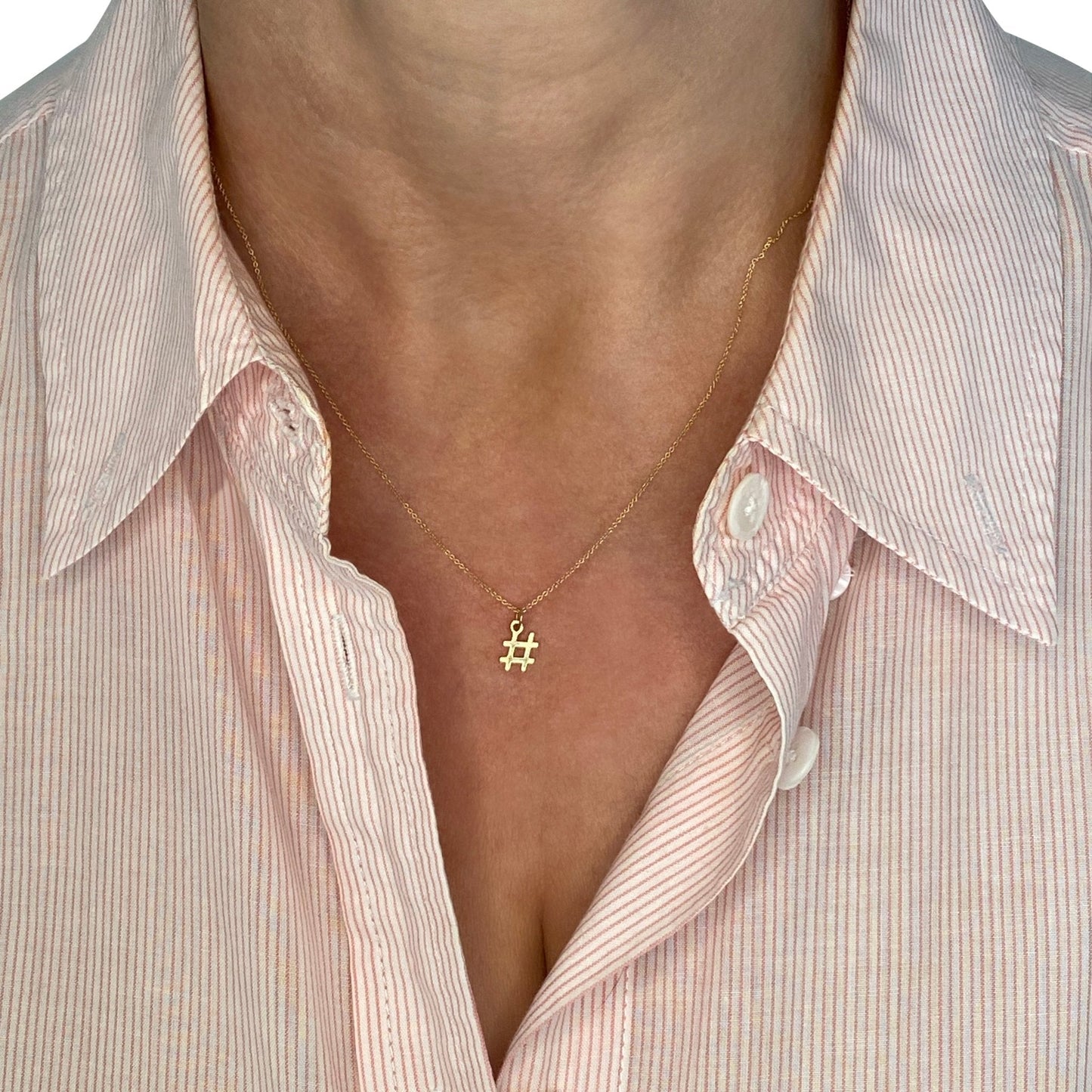 Hashtag Necklace in 14k Gold - Mazi New York-jewelry