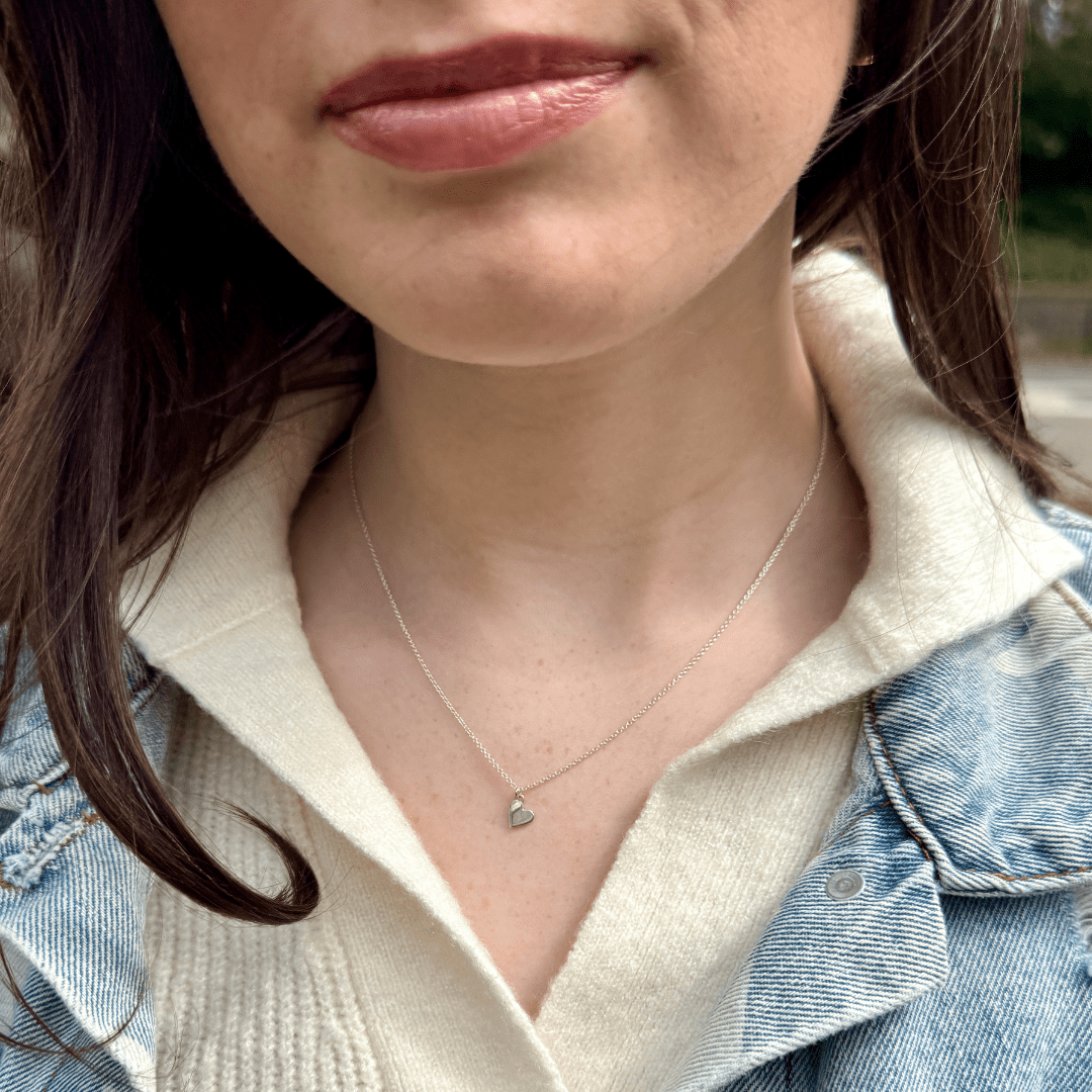 Heart Necklace in Sterling Silver - Mazi New York Jewelry