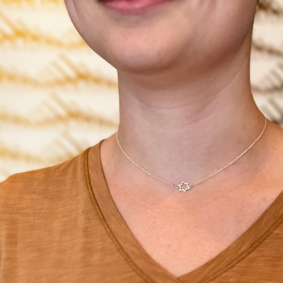 Inline Star of David Necklace in Sterling Silver - Mazi New York Jewelry
