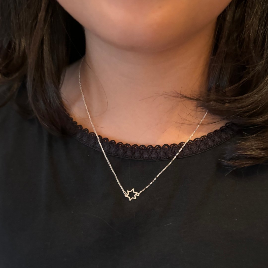 Inline Star of David Necklace in Sterling Silver - Mazi New York Jewelry