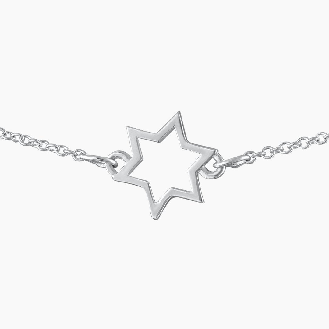 Inline Star of David Necklace in Sterling Silver - Mazi New York Jewelry