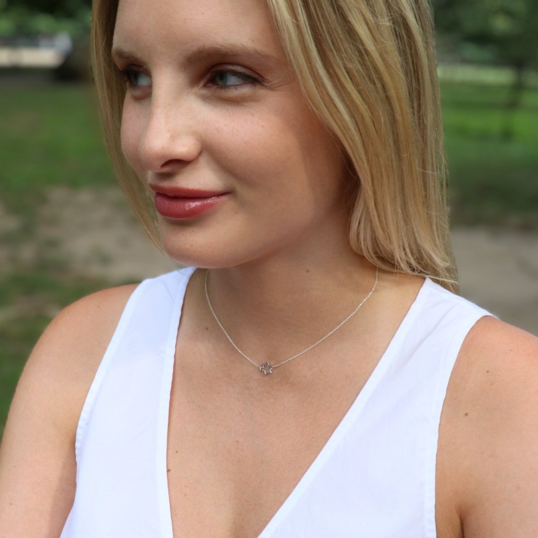 Inline Star of David Necklace in Sterling Silver - Mazi New York - jewelry