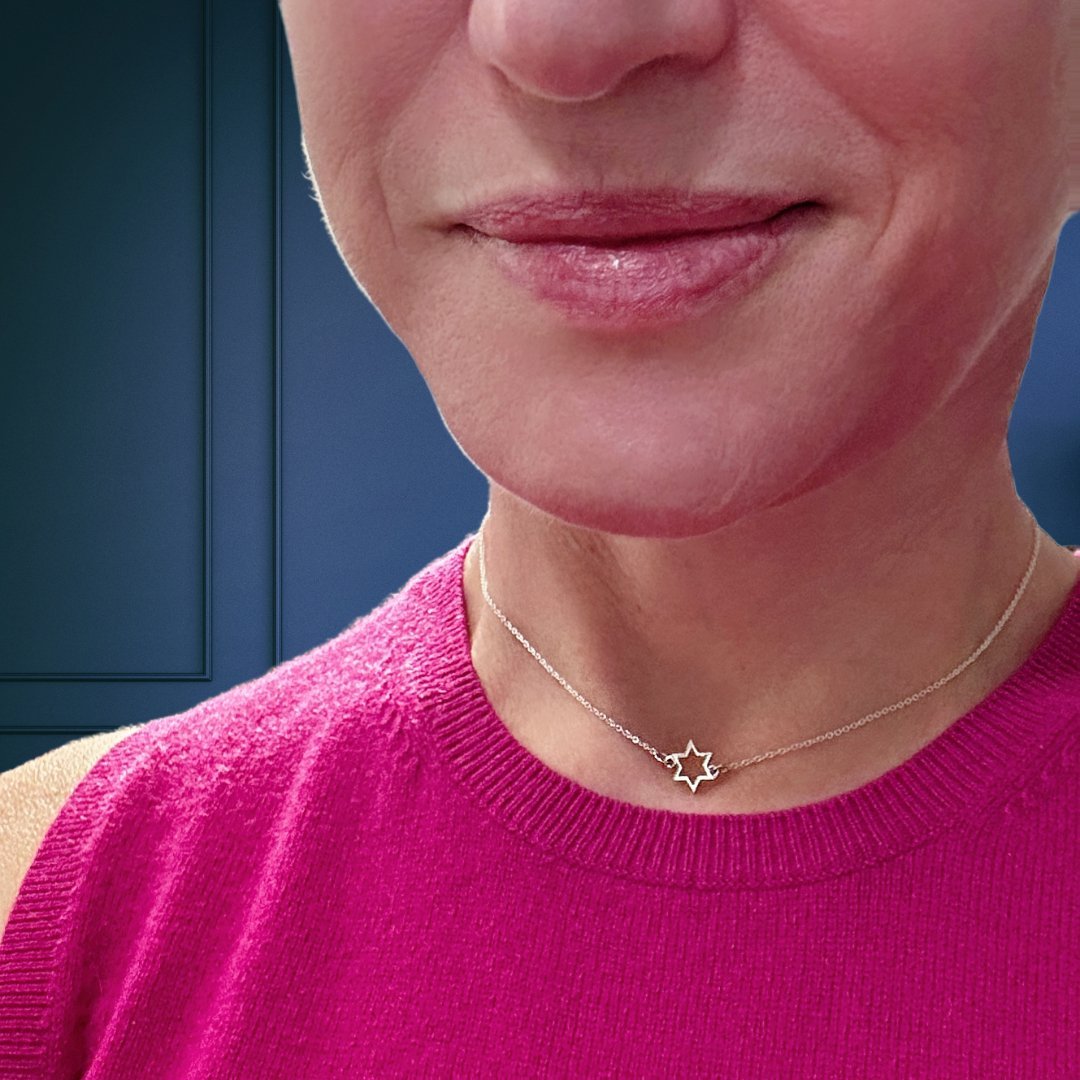 Inline Star of David Necklace in Sterling Silver - Mazi New York Jewelry