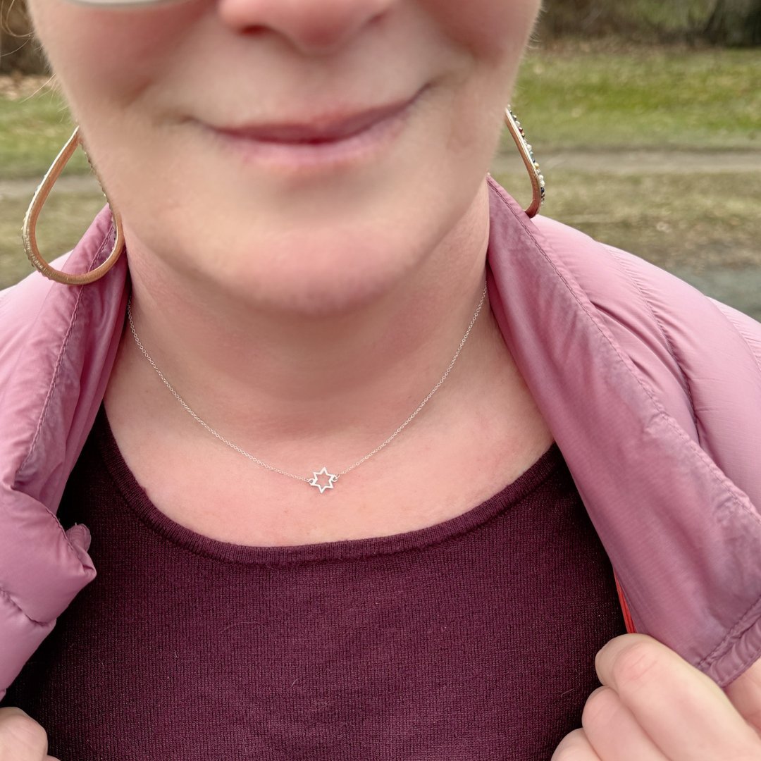 Inline Star of David Necklace in Sterling Silver - Mazi New York Jewelry