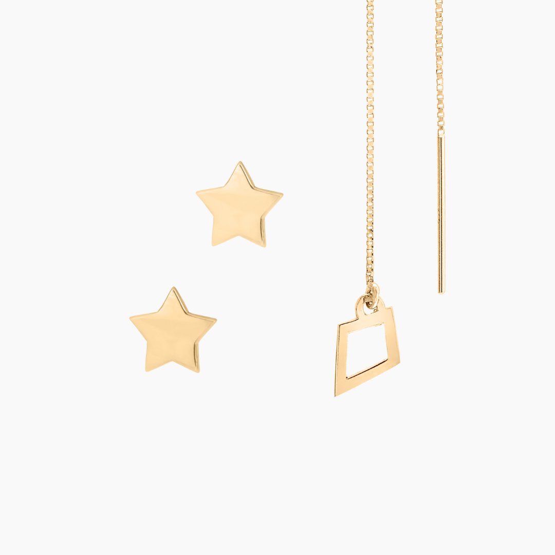 Kite + Stars Earrings in 14k Gold - Mazi New York - jewelry