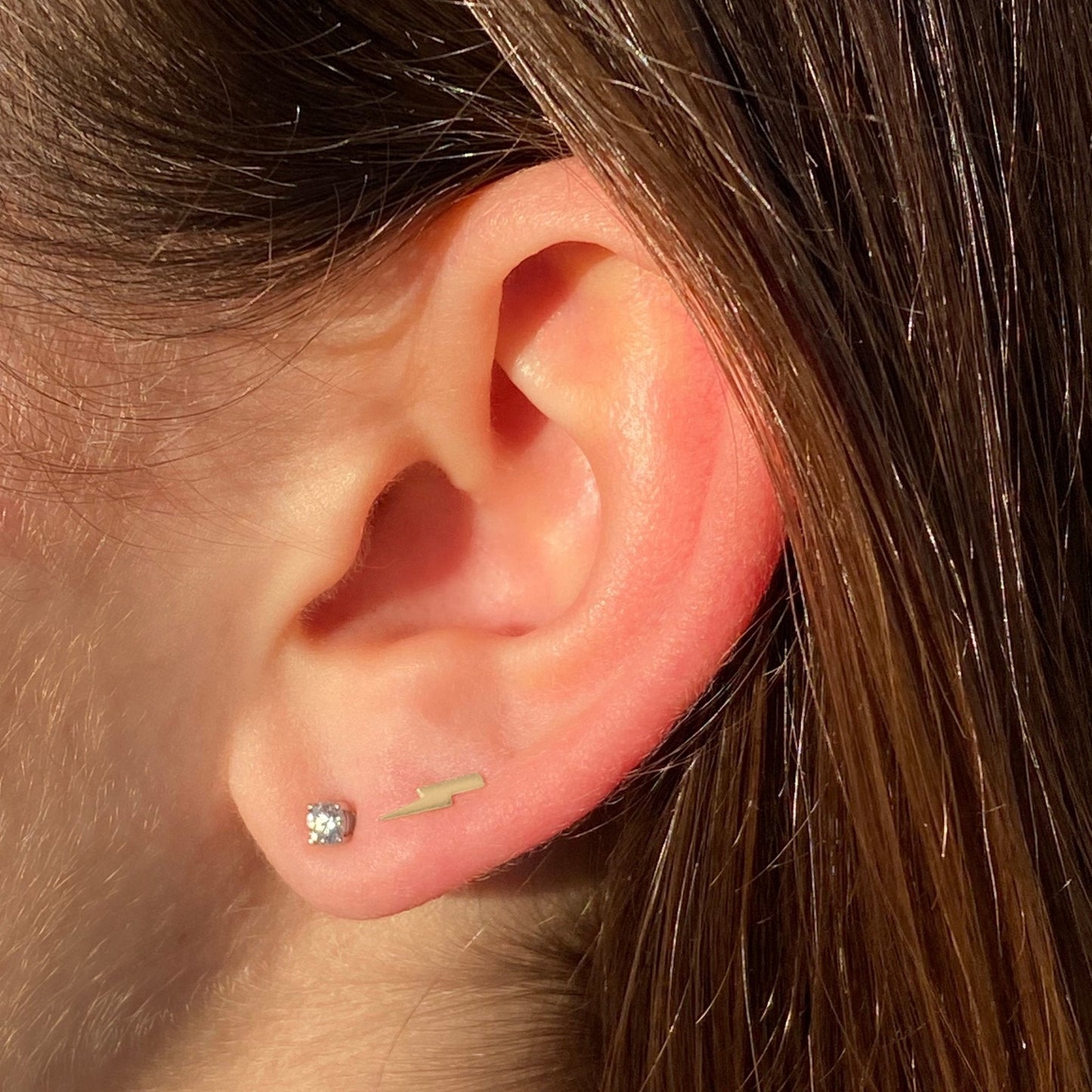 Lightning Bolt Earring in 14k Gold (single earring) - Mazi New York-jewelry