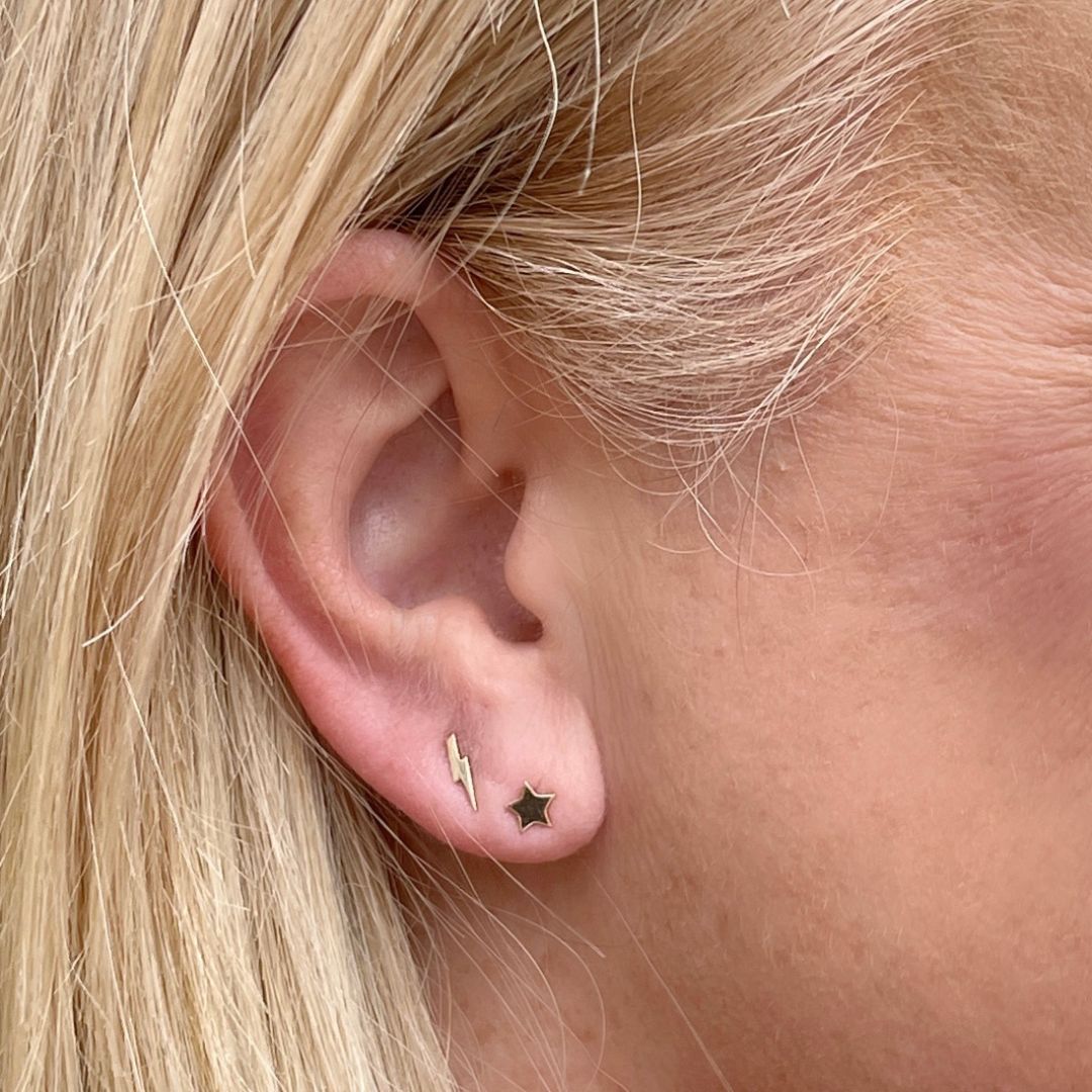 Lightning Bolt Earrings in 14k Gold - Mazi New York-jewelry