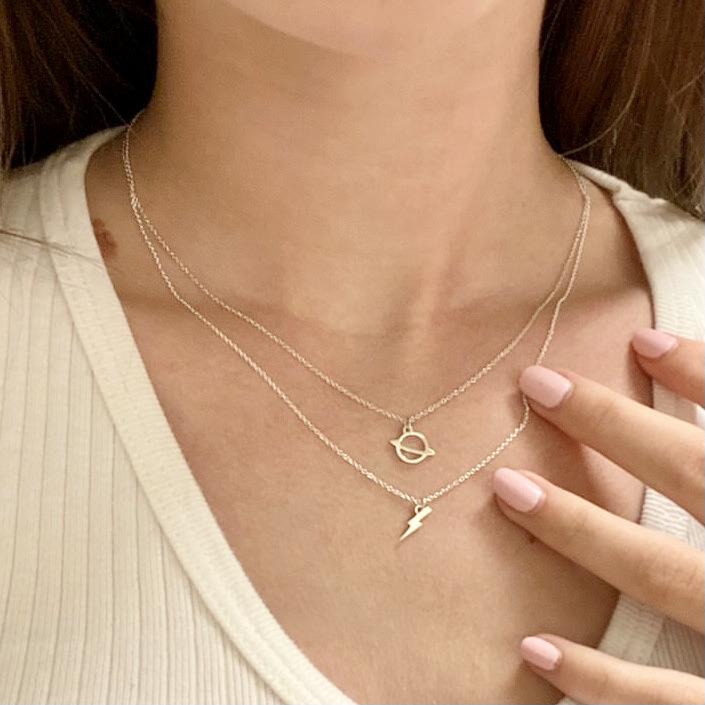 Lightning Bolt Necklace in Sterling Silver - Mazi New York-jewelry