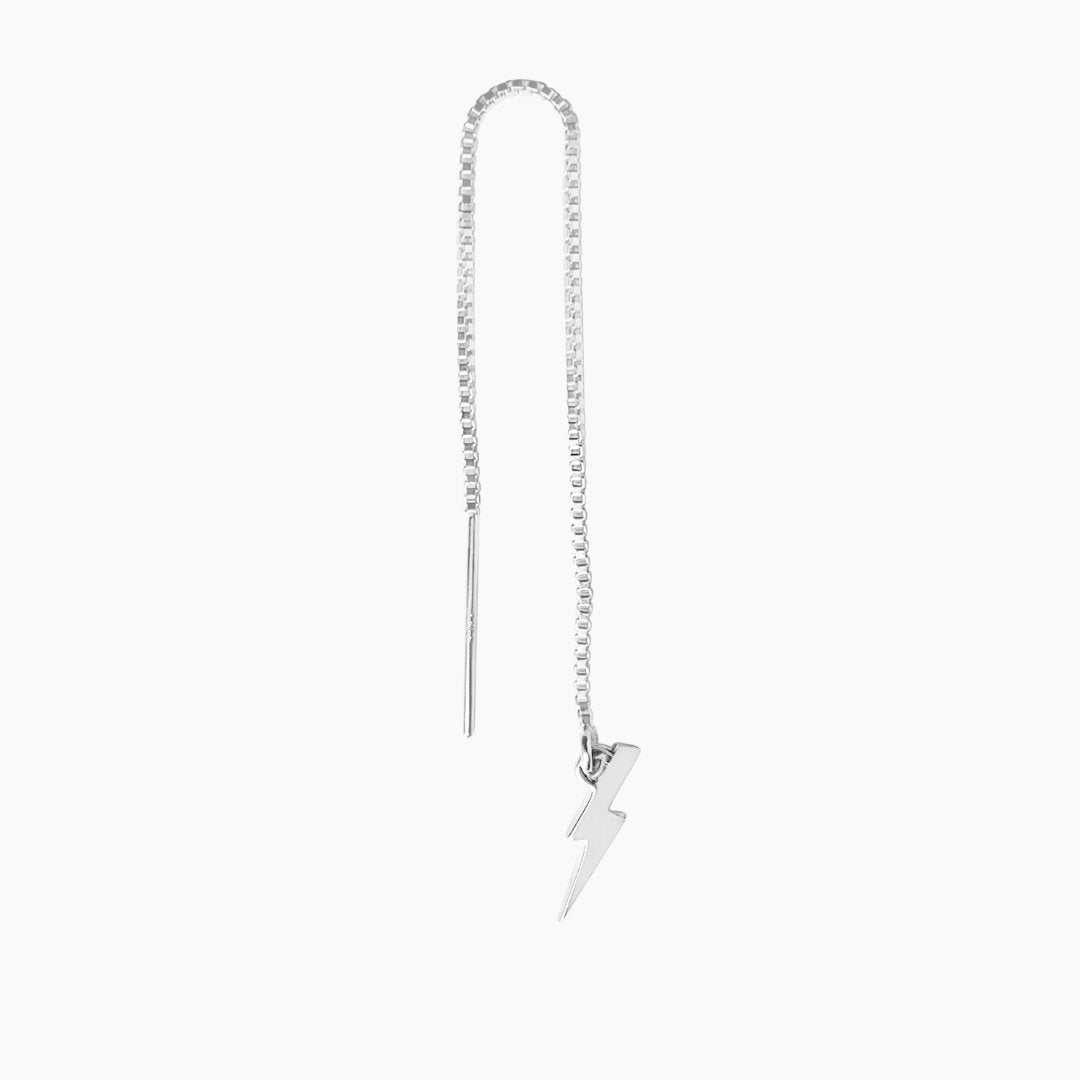 Lightning Bolt Threader Earring in Sterling Silver (single earring) - Mazi New York-jewelry