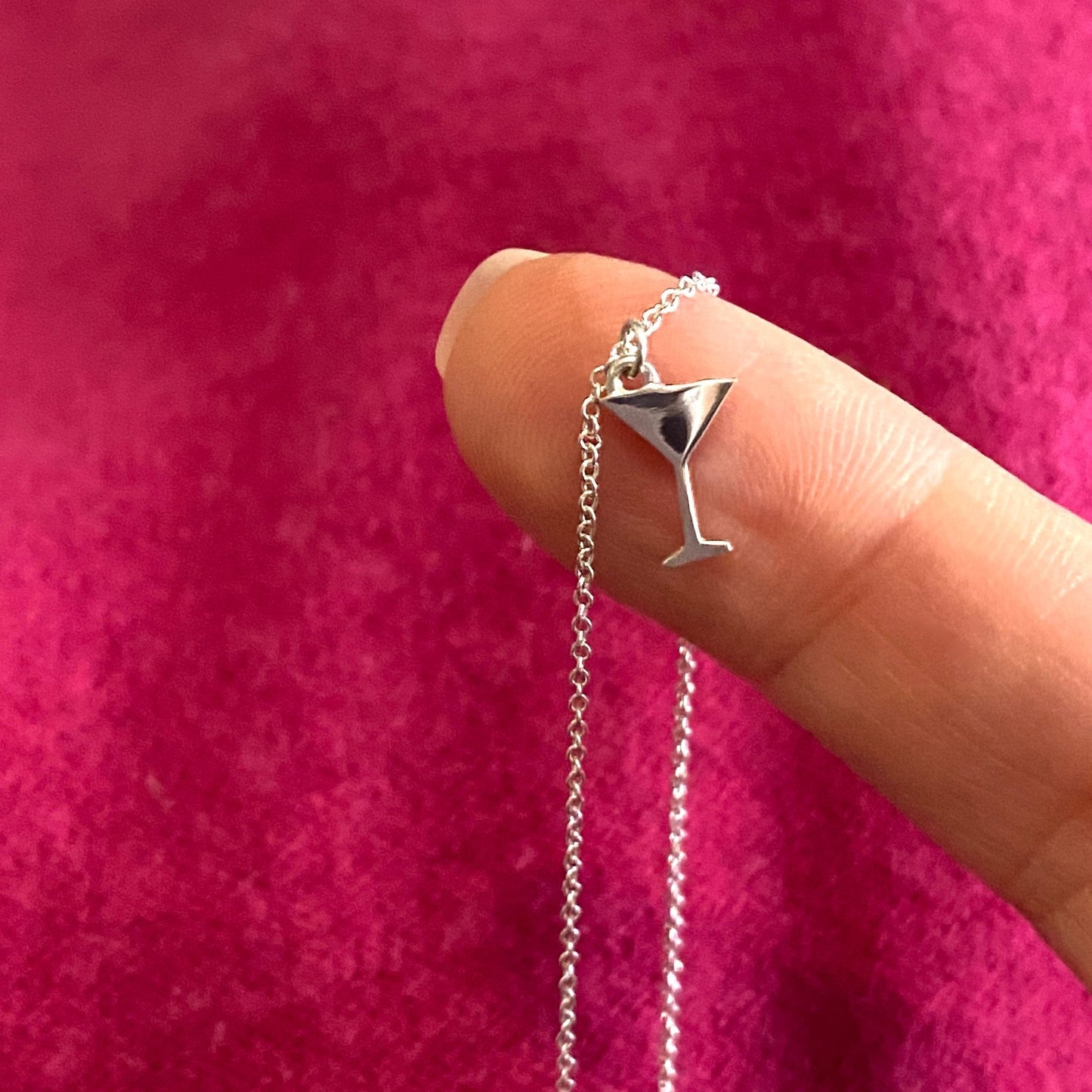 Martini Glass Necklace in Sterling Silver - Mazi New York-jewelry