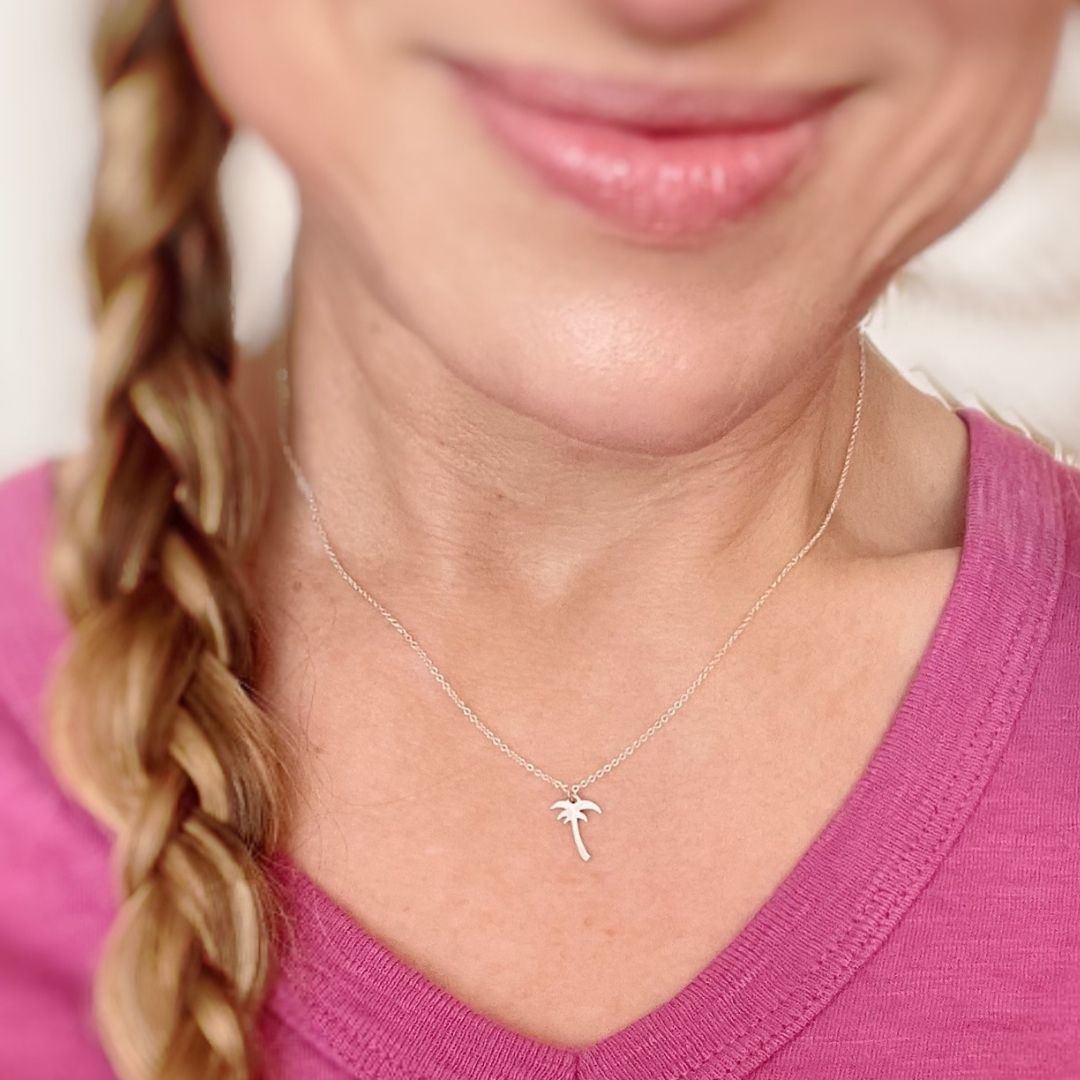 Palm Tree Necklace in Sterling Silver - Mazi New York-jewelry