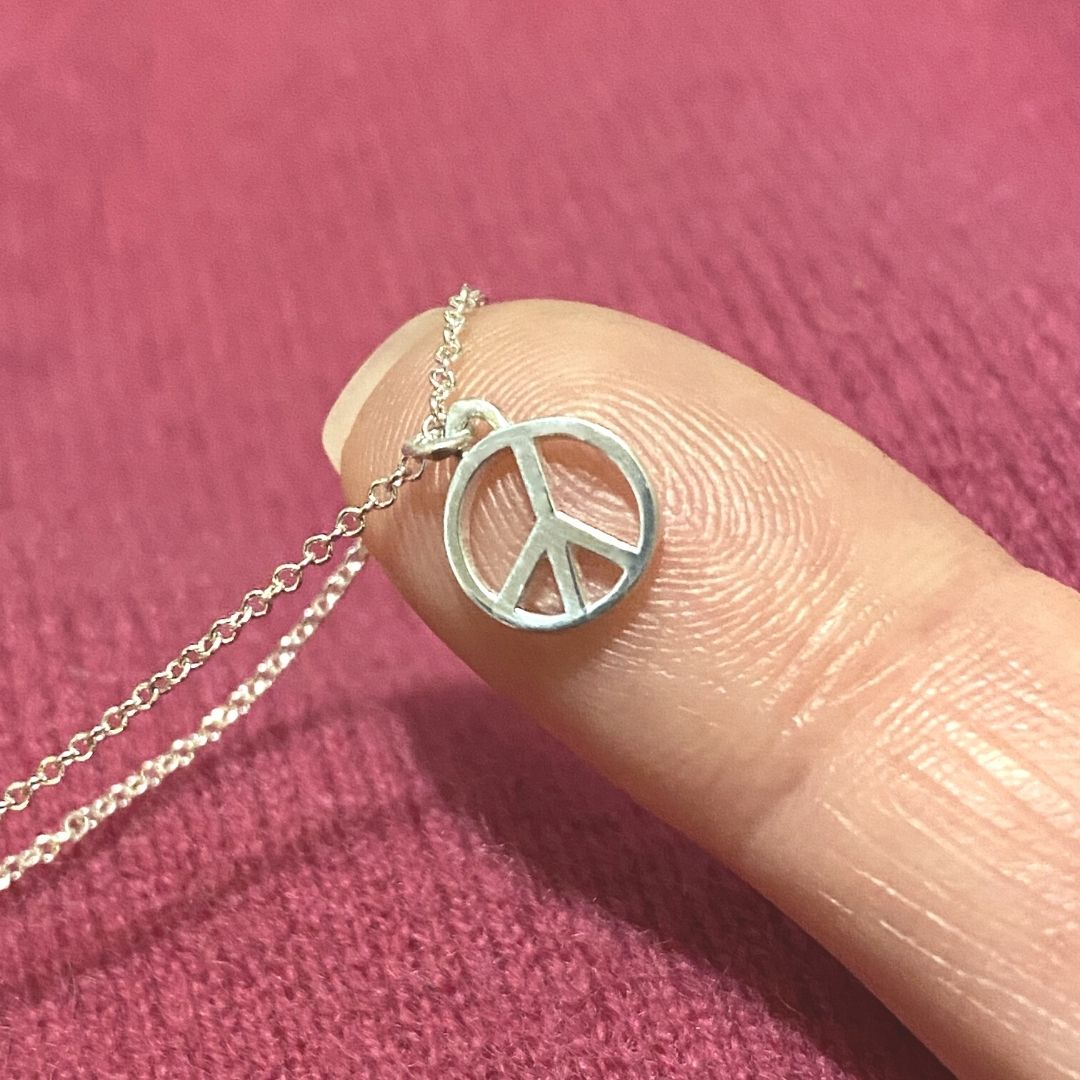 Peace Sign Necklace in Sterling Silver - Mazi New York-jewelry