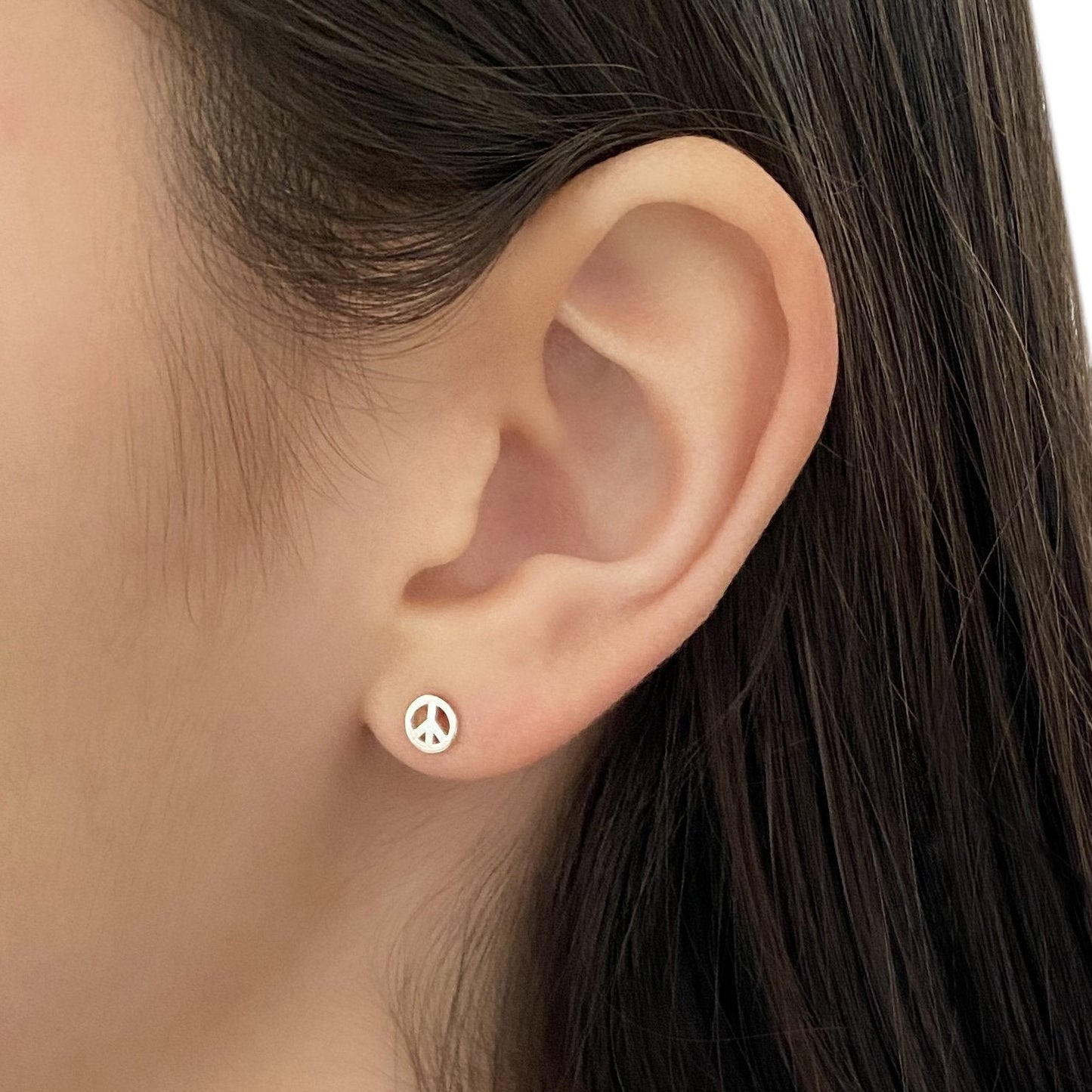 Peace Symbol Earring in Sterling Silver (single earring) - Mazi New York-jewelry