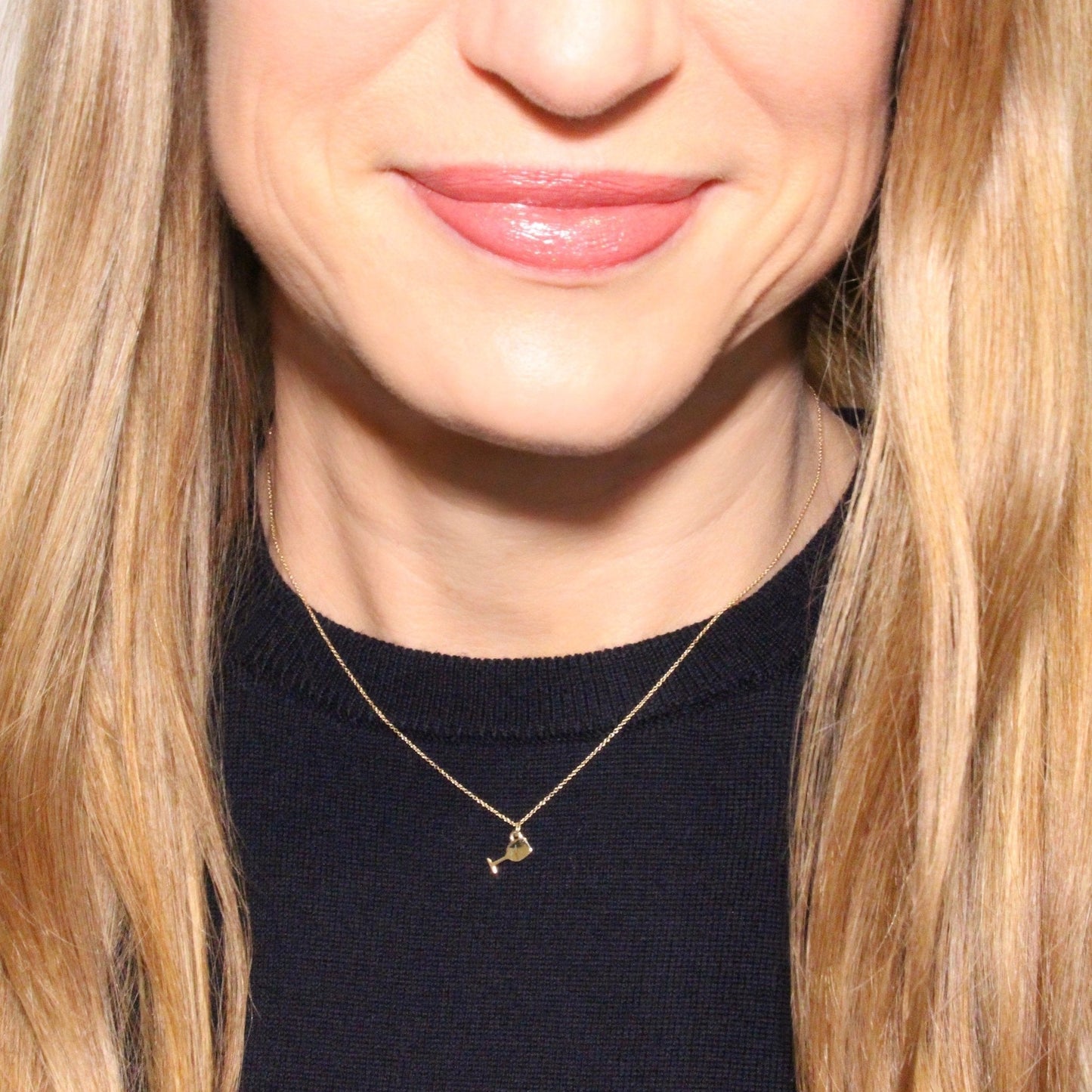 Red Wine Glass Necklace in 14k Gold - Mazi New York-jewelry