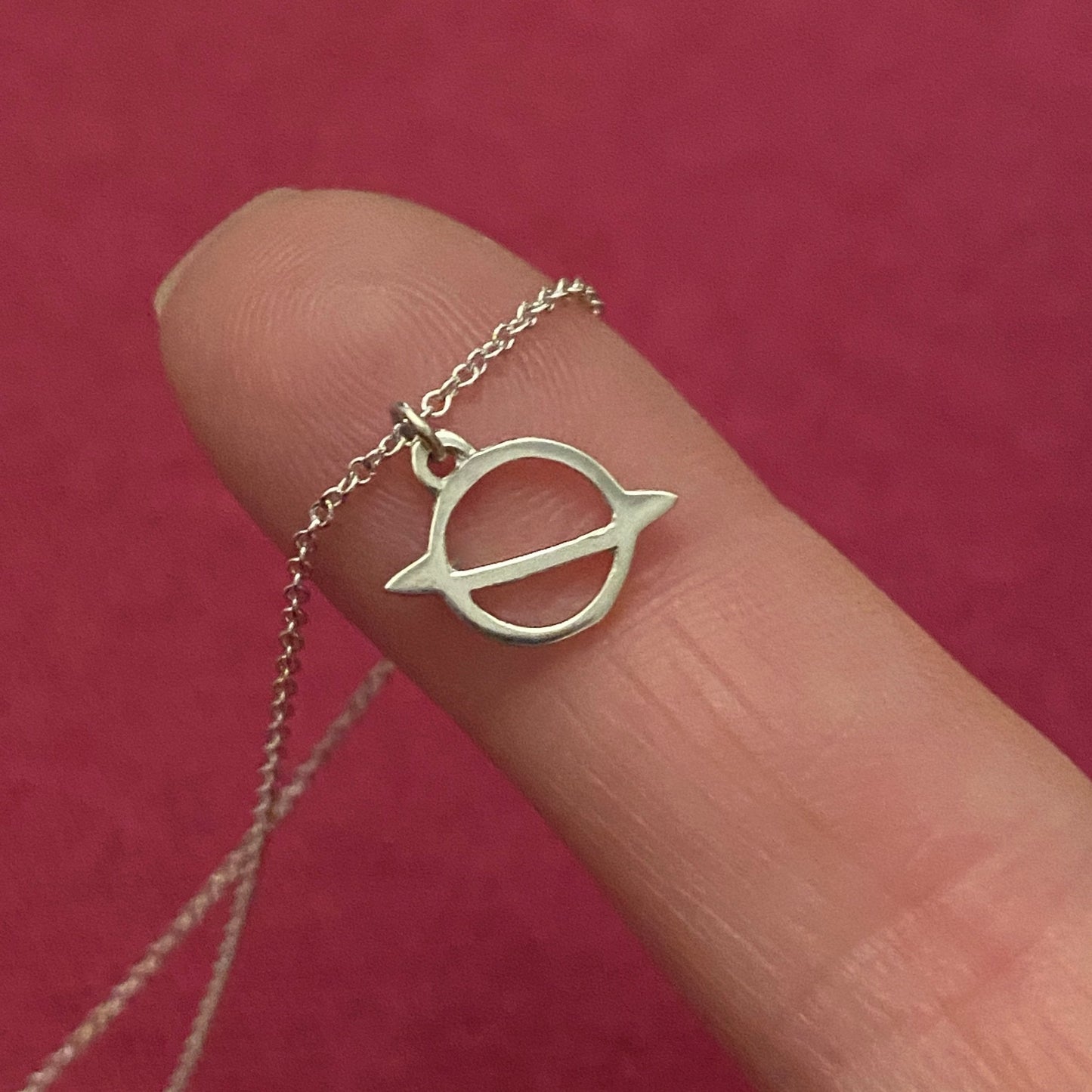 Saturn Charm Necklace in Sterling Silver - Mazi New York-jewelry