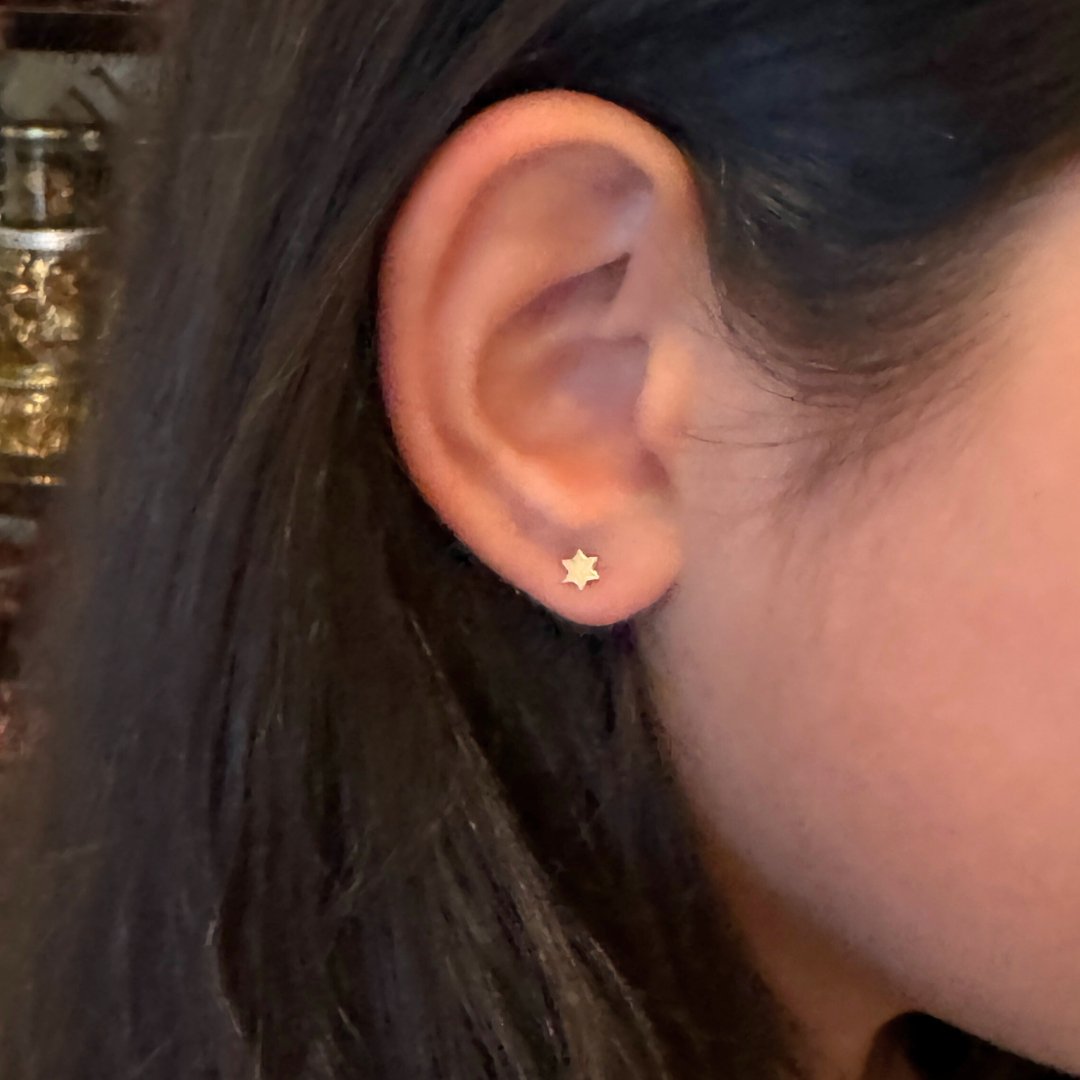 Star of David Earring in 14k Gold (single earring) - Mazi New York-jewelry
