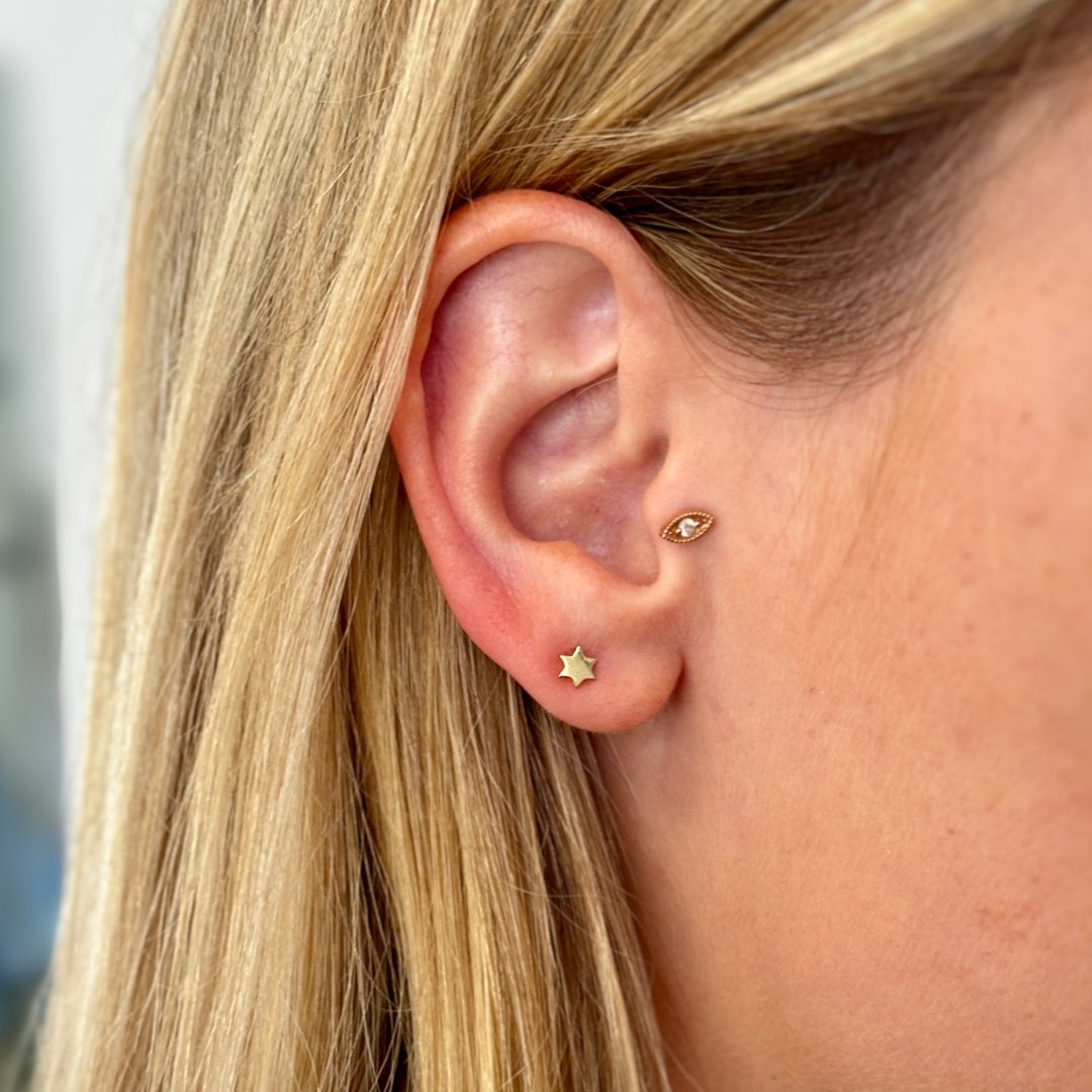 Star of David Earring in 14k Gold (single earring) - Mazi New York - jewelry