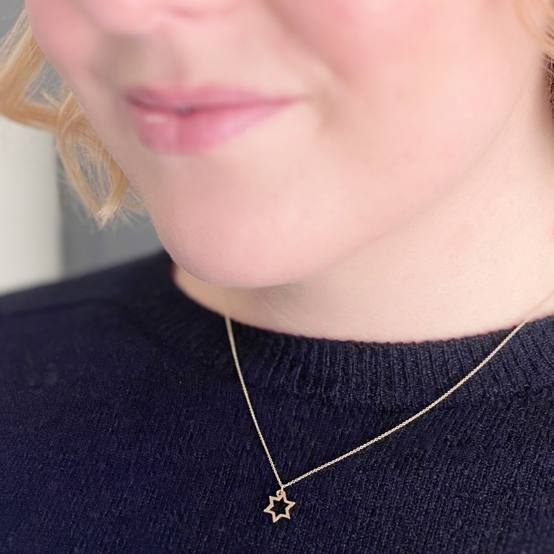 Star of David Necklace in Solid 14k Gold - Mazi New York Jewelry
