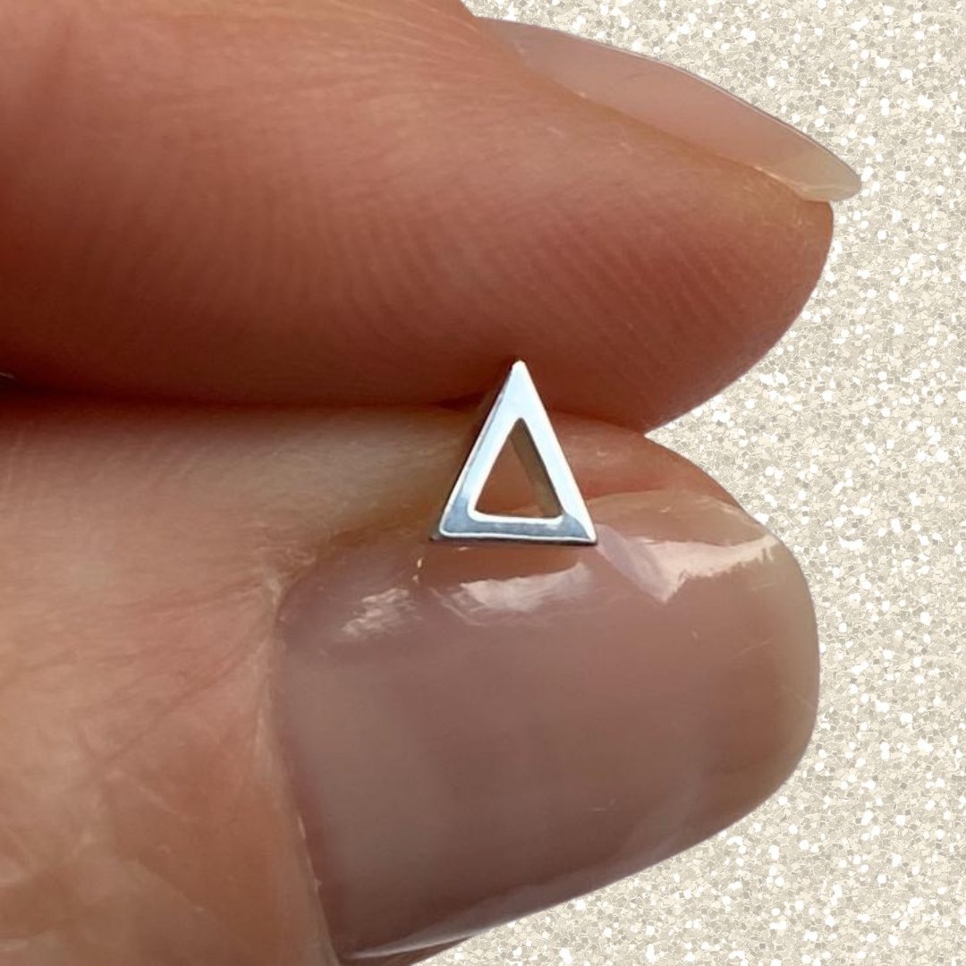 Triangle Earring in Sterling Silver (single earring) - Mazi New York-jewelry
