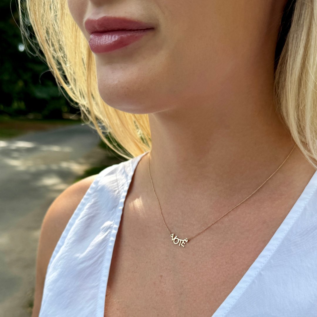 VOTE Necklace in 14k Gold - Mazi New York - jewelry