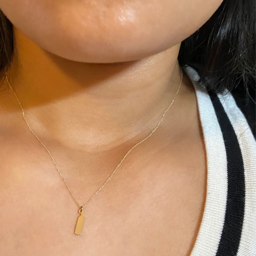 Wine Bottle Necklace in 14k Gold - Mazi New York-jewelry