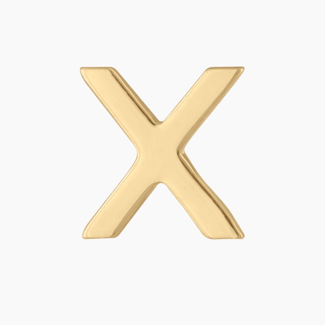 X Stud Earring in 14k Gold (single earring) - Mazi New York-jewelry