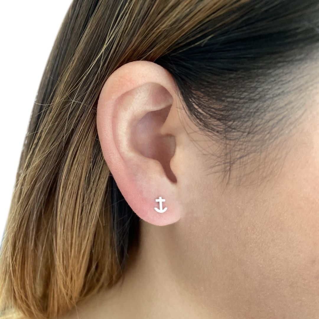 Anchor Earrings in Sterling Silver - Mazi New York-jewelry