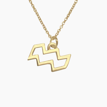 Aquarius Sign Zodiac Necklace in 14k Gold - Mazi New York-jewelry