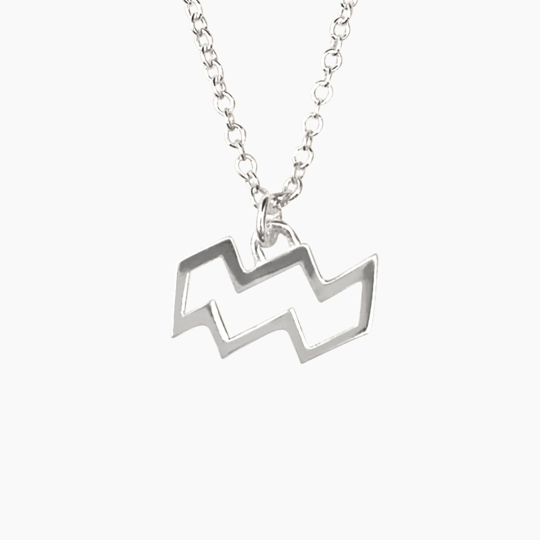 Aquarius Sign Zodiac Necklace in Sterling Silver - Mazi New York-jewelry