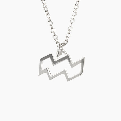 Aquarius Sign Zodiac Necklace in Sterling Silver - Mazi New York-jewelry