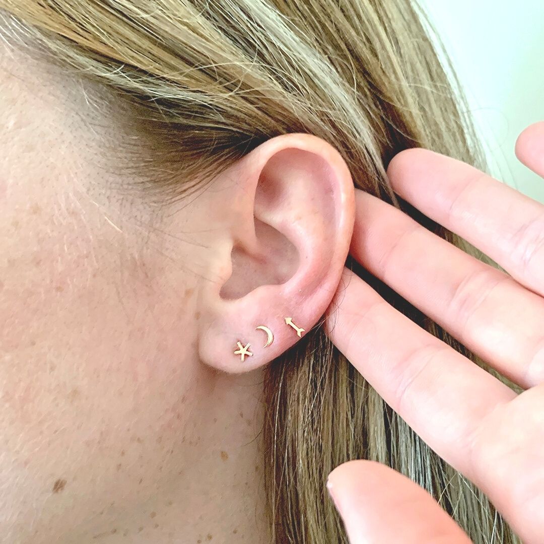 Asterisk Earrings in 14k Gold - Mazi New York-jewelry