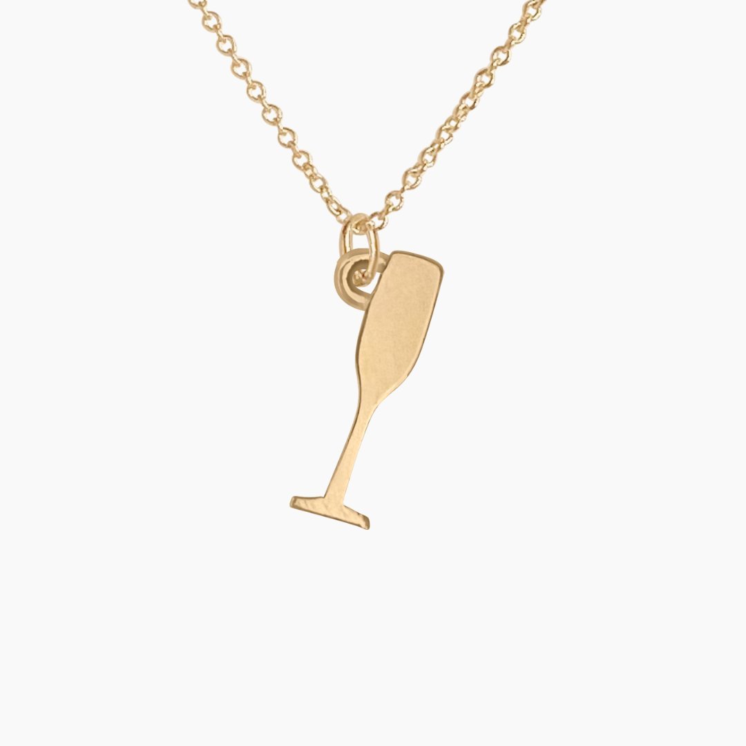 Champagne Flute Necklace in 14k Gold - Mazi New York-jewelry