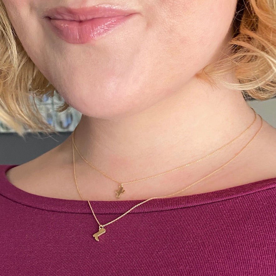 Cowboy Boot Necklace in 14k Gold - Mazi New York-jewelry