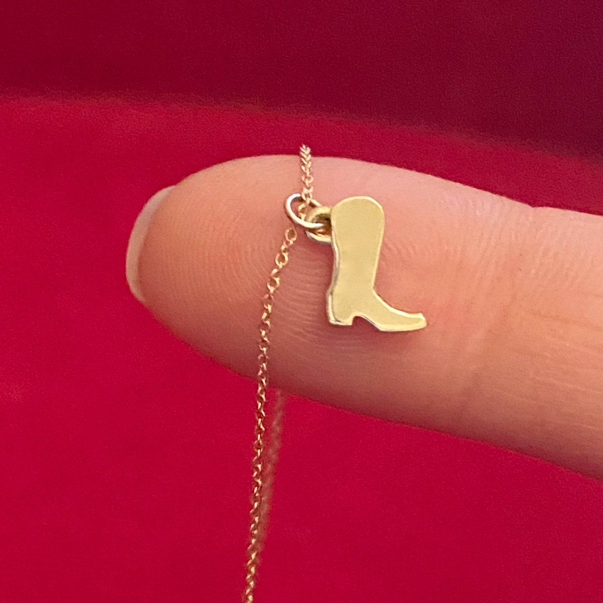 Cowboy Boot Necklace in 14k Gold - Mazi New York-jewelry