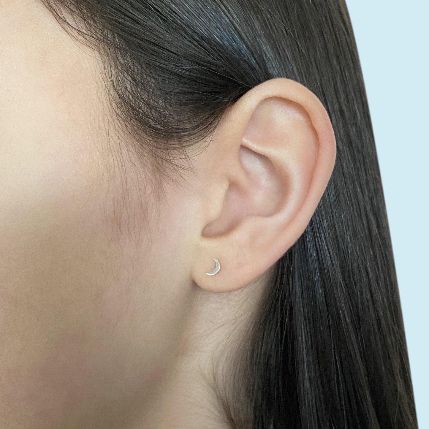 Crescent Moon Earring in Sterling Silver (single earring) - Mazi New York-jewelry