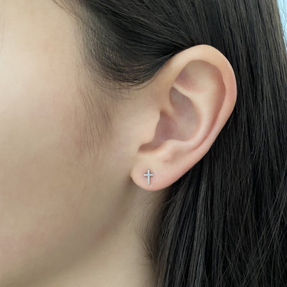 Cross Earring in Sterling Silver (single earring) - Mazi New York-jewelry