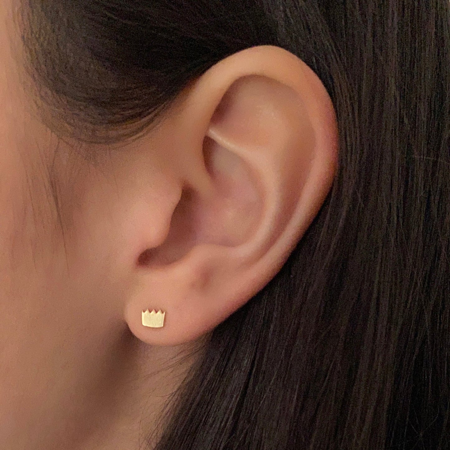 Crown Earring in 14k Gold (single earring) - Mazi New York-jewelry