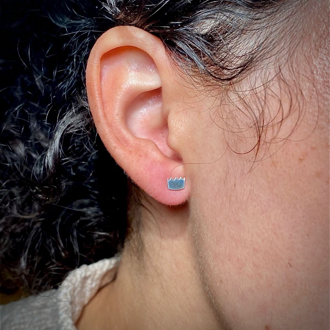 Crown Earring in Sterling Silver (single earring) - Mazi New York-jewelry