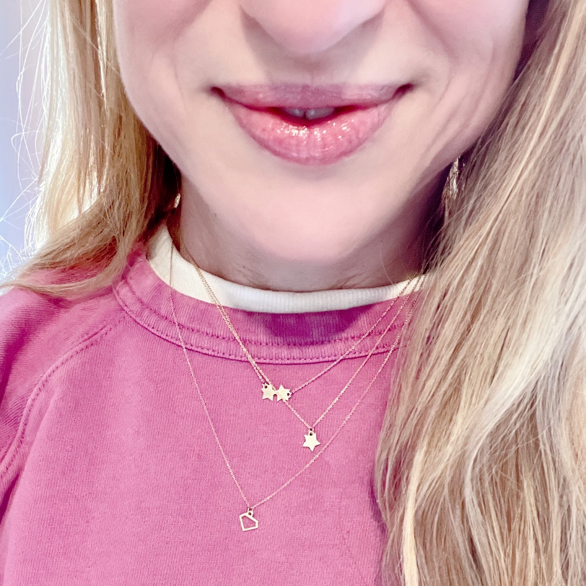 "Diamond" Necklace in Solid 14k Gold - Mazi New York-jewelry